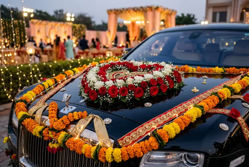 Toyota Innova Crysta decorated for a wedding
